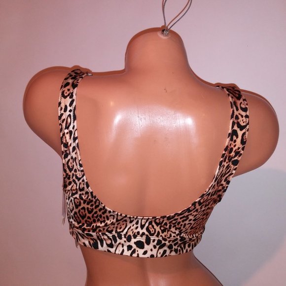 Victoria Secret Swim Bikini Top Large Leopard Animal Print Cutout Bralette Style - Picture 5 of 8